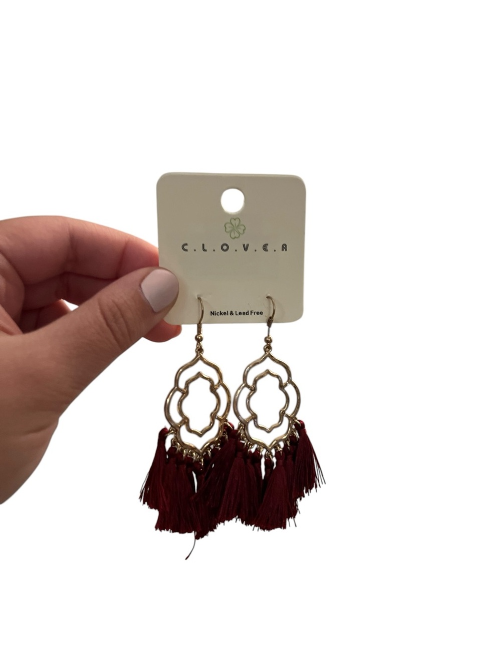 Clover Bundle of 3 Tassel Earrings- Black, Red, Gray - New - Picture 3 of 4